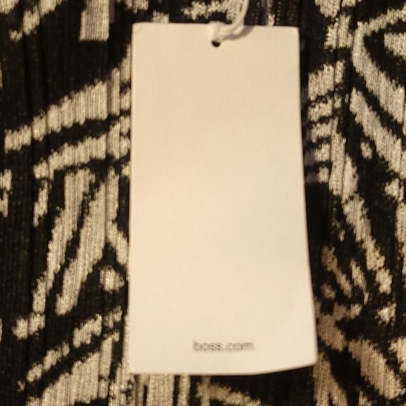 Hugo Boss Womens Blouse Black White Geometric‎ Sleeveless Mock Neck Italy S New - Picture 7 of 8